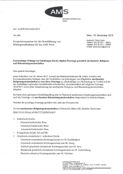 Entschuldigte Fehltage bei Schulungen durch religiöse