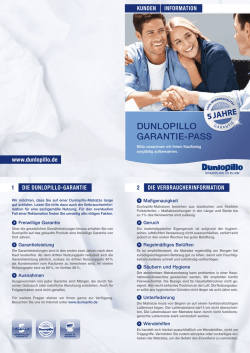 DUNLOPILLO GARANtIe-PAss