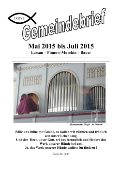 Mai 2015 bis Juli 2015 - Evangelische Kirchengemeinde Lassan