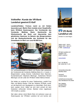 Volltreffer: Kunde der VR-Bank Landshut gewinnt E-Golf