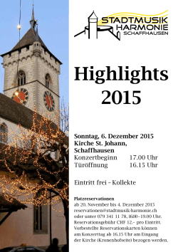 Highlights 2015 - Stadtmusik Harmonie Schaffhausen