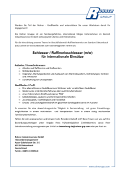 Schlosser /-Raffinerieschlosser (m/w) für internationale Einsätze