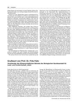 Gru&szlig;wort von Prof. Dr. Fritz F&uuml;hr
