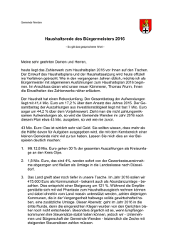 Haushaltsrede 2016 - B&uuml;germeister Gemeinde Wenden