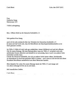Offener Brief an die Deutsche Krebshilfe e.V. von Carla Bienz