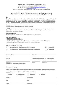 Hindukusch &ndash; Zukunft f&uuml;r Afghanistan e.V. Patenschafts