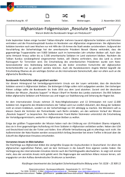 Afghanistan-Folgemission „Resolute Support“