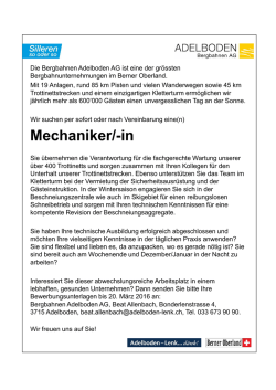 Inserat Mechaniker - Adelboden