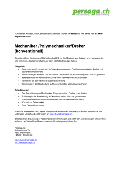 Mechaniker /Polymechaniker/Dreher (konventionell)