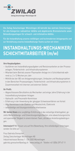 Instandhaltungs-MechanIker/ schIchtMItarbeIter (m/w)