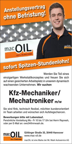 Kfz-Mechaniker/ Mechatroniker (m/w) - mac