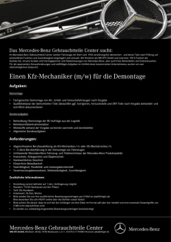 Einen Kfz-Mechaniker (m/w) f&uuml;r die Demontage - Mercedes