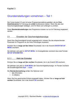 Grundeinstellungen vornehmen &ndash; Teil 1 - e-bike