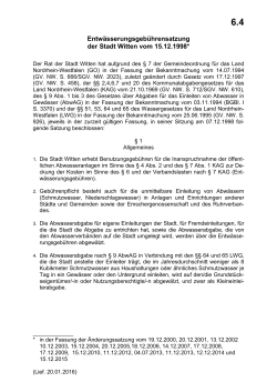 Entwässerungsgebührensatzung der Stadt Witten vom 15.12.1998*
