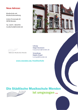 Die Städtische Musikschule Menden ist umgezogen