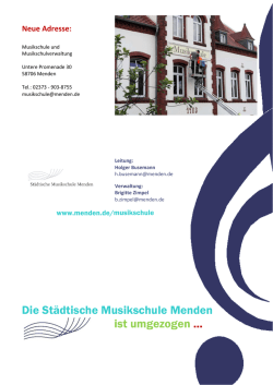 Die St&auml;dtische Musikschule Menden ist umgezogen
