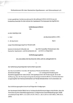 Ombudsmann für den Deutschen Sparkassen— und Giroverband eV