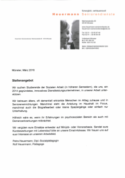 Stellenanzeige Seniorendienst