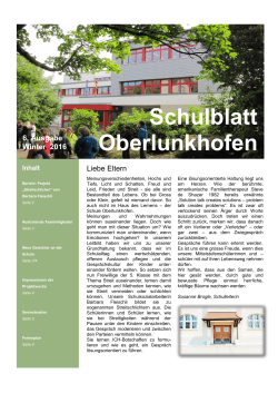Schulblatt Oberlunkhofen - Primarschule Oberlunkhofen