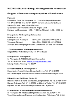 Wegweiser Beilage - Evangelische Kirchengemeinde Hohenacker