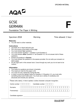 GCSE German Specimen question paper Paper 4