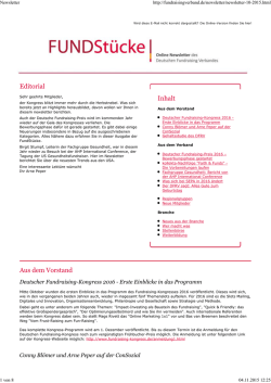 Editorial Inhalt Aus dem Vorstand