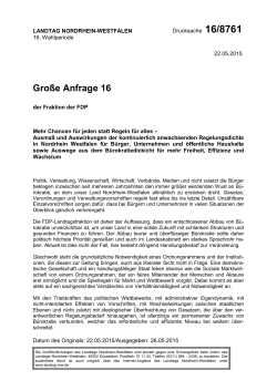 Gro&szlig;e Anfrage - Landtag NRW