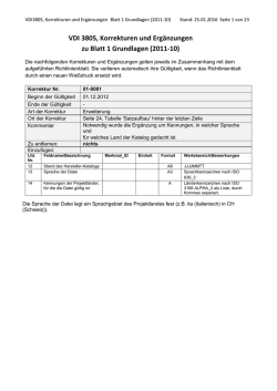 VDI 3805, Korrekturen und Erg&auml;nzungen zu Blatt 1 Grundlagen