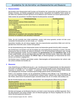 Grundsätze für die Korrektur von Klassenarbeiten und Klausuren