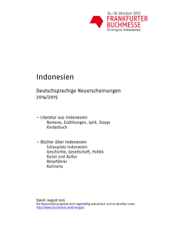 Indonesien: Deutschsprachige Neuerscheinungen