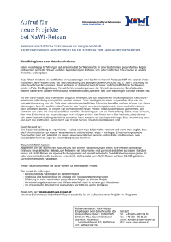 Aufruf für neue Projekte bei NaWi