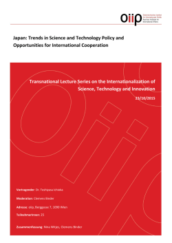 Japan: Trends in Science and Technology Policy and Opportunities