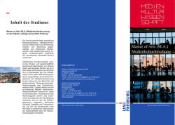Inhalt des Studiums - Medienkulturwissenschaft