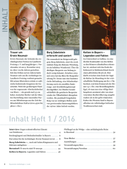 Inhalt Heft 1 / 2016 - bayerische Arch&auml;ologie