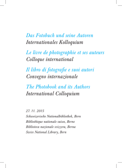 Programm Kolloquium - Schweizerische Nationalbibliothek