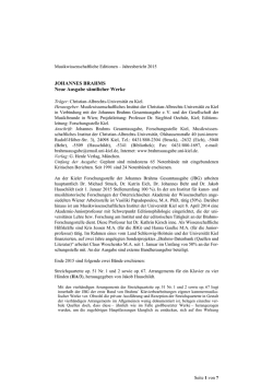 Johannes Brahms, Neue Ausgabe s&auml;mtlicher Werke Jahresbericht