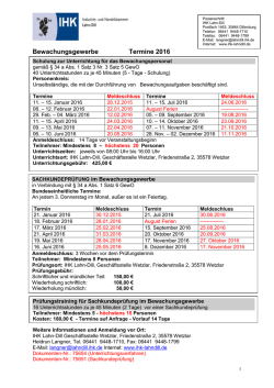 Bewachungsgewerbe Termine 2016 - IHK Lahn-Dill