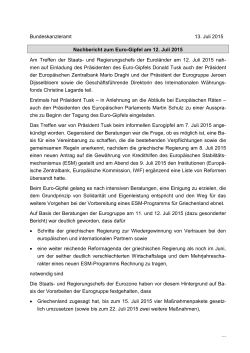 Bundeskanzleramt 13. Juli 2015 Nachbericht zum Euro