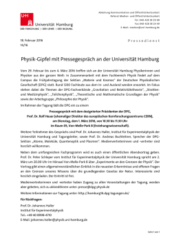 Physik-Gipfel mit Pressegespräch an der Universität Hamburg