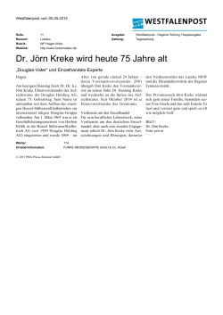 Dr. Jörn Kreke wird heute 75 Jahre alt