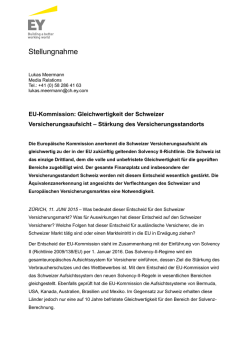 Gleichwertigkeit der Schweizer Versicherungsaufsicht