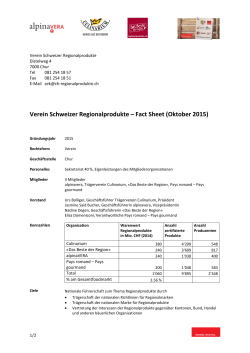 Verein Schweizer Regionalprodukte – Fact Sheet