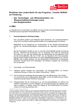 Richtlinien des Landes Berlin ab 1.1.2016