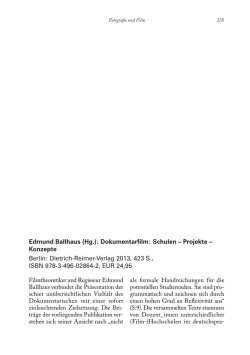 Edmund Ballhaus (Hg.): Dokumentarfilm: Schulen &ndash; Projekte