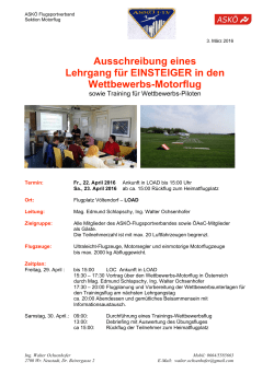 Ausschreibung/Anmeldung Lehrgang für