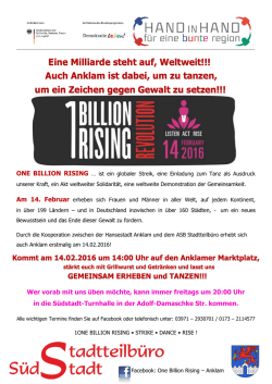 Eine Milliarde steht auf, Weltweit!!! Auch Anklam ist dabei, um zu