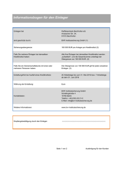 Informationsbogen f&uuml;r den Einleger