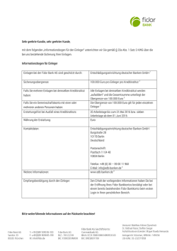 Informationsbogen f&uuml;r den Einleger