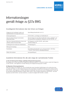 Informationsbogen Einlagensicherung