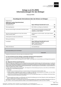 Informationsbogen f&uuml;r den Einleger gem. Anlage